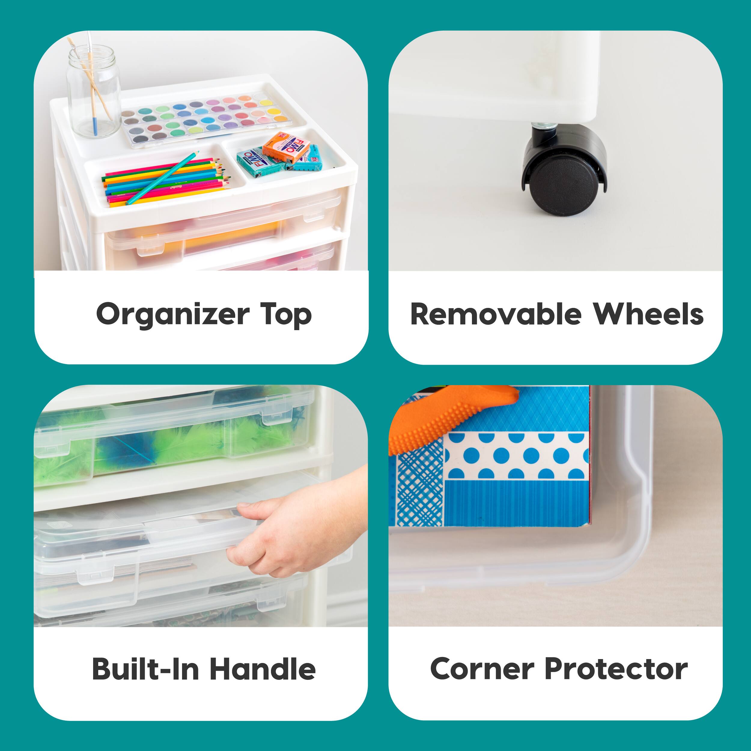 FMO Organizer Top  
Removable Wheels  
Built-In Handle  
Corner Protector