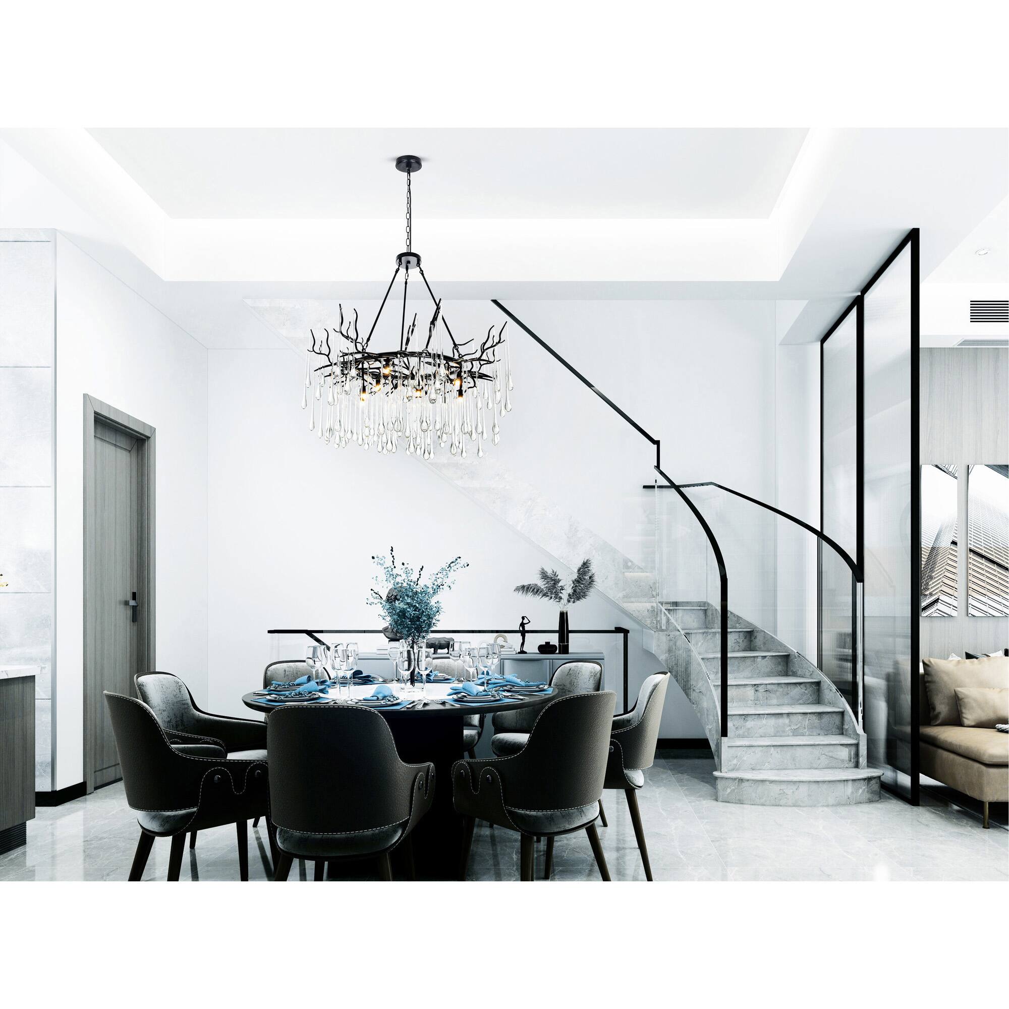 Alt View 2. CWI Lighting - Anita 12 Light Chandelier With Black Finish - Black.