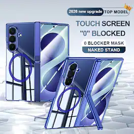Dteck - Full Body Magnetic Case for Samsung Galaxy Z Fold8 Ultra with Invisible Kickstand, Built-in HD/Privacy Screen Protector - Blue