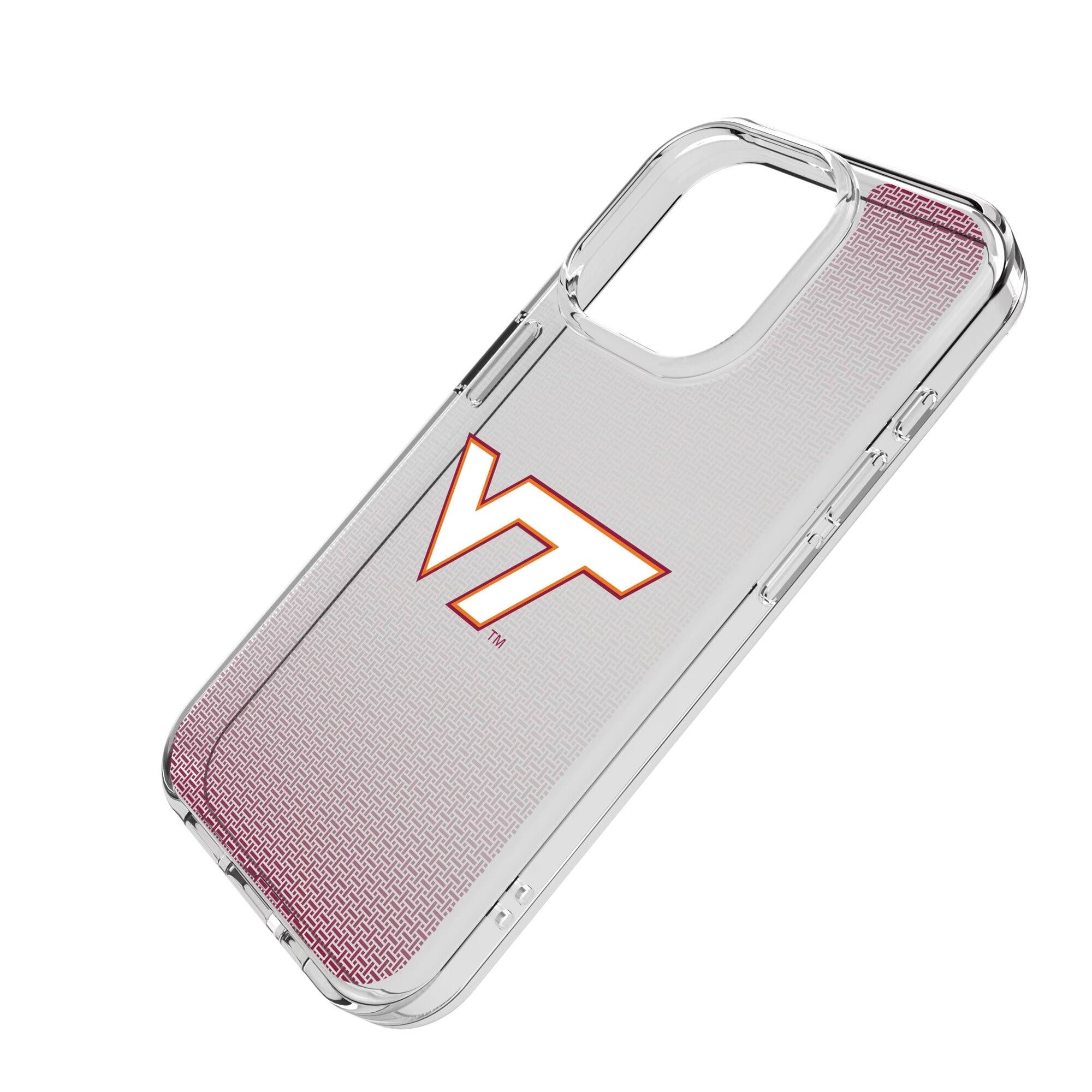 Alt View 1. Keyscaper - Virginia Tech Hokies Linen Logo iPhone Clear Case - 16 - Multicolor.