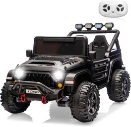 Homhougo - 24V Kids Ride On Truck for Big Kids, 2 Seater with Remote Control, 4-Wheel Suspension & 3 - Black