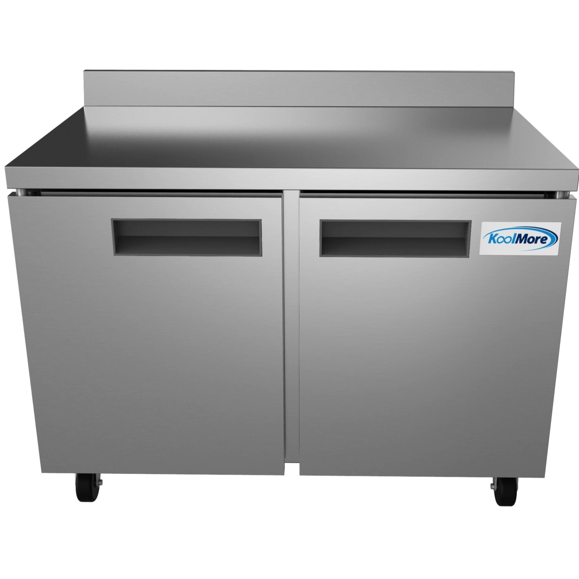 Angle. Koolmore - 48 in. Two-Door Worktop Refrigerator With 3.5 in. Backsplash - 12 Cu Ft. RWT-2D-12C - Stainless-Steel.