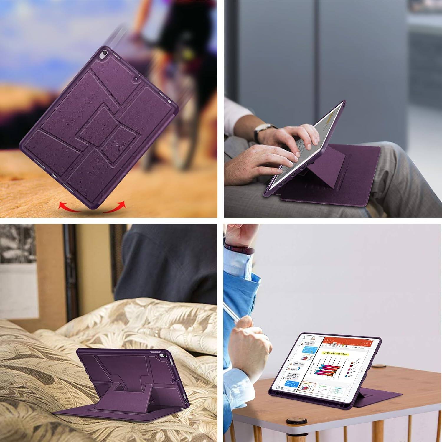 Alt View 5. Fintie - Magnetic Stand Case for iPad Air 3rd Generation 2019 / iPad Pro 10.5" 2017 Multiple Viewing Angles Soft TPU Back Cover - Purple.