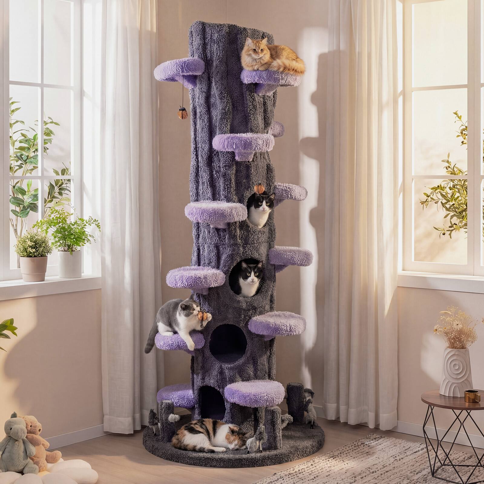 Alt View 1. Gymax - Gymax 90.5'' Multifunctional Cat Tree w/Private Condos Sisal Covered Scratching Panel.