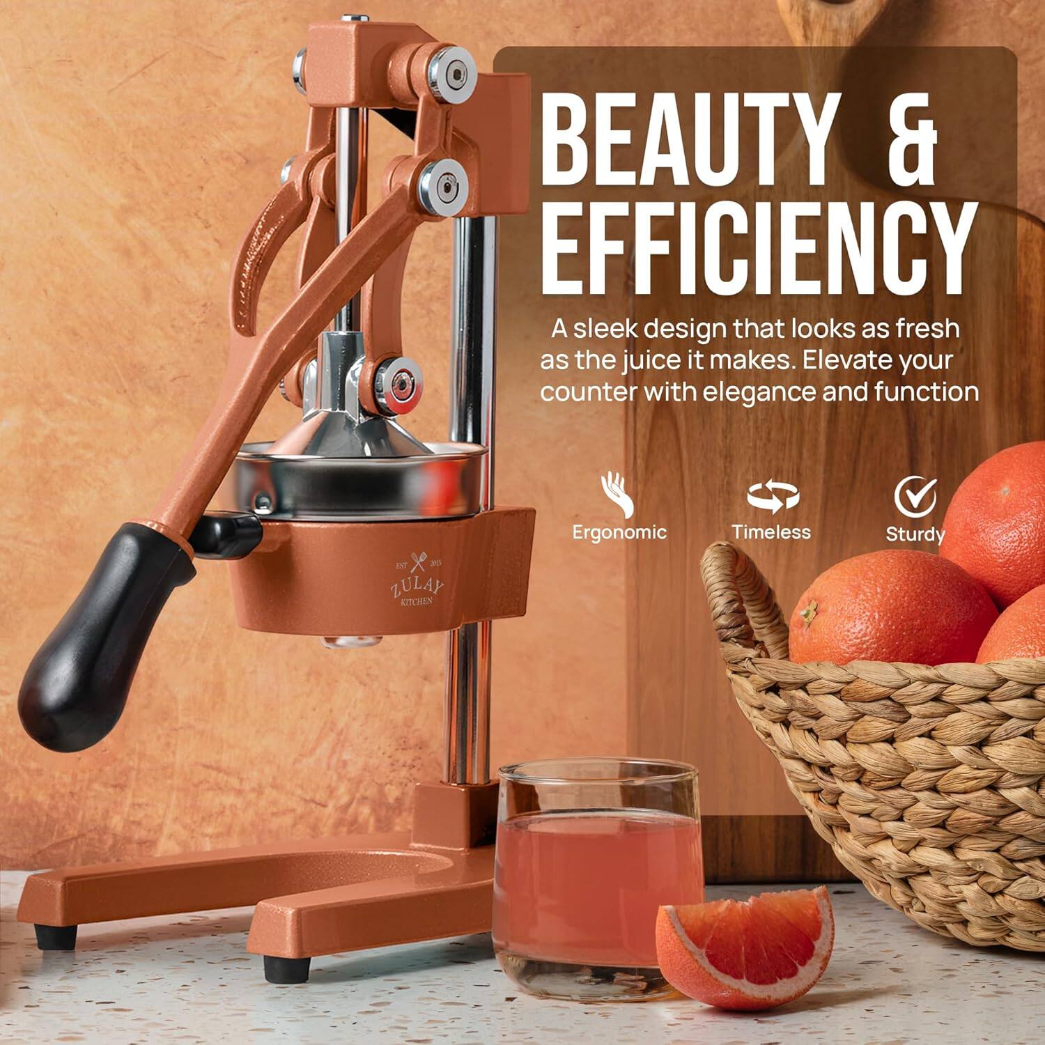 BEAUTY & EFFICIENCY

A sleek design that looks as fresh as the juice it makes. Elevate your counter with elegance and function.

Ergonomic
Timeless
Sturdy