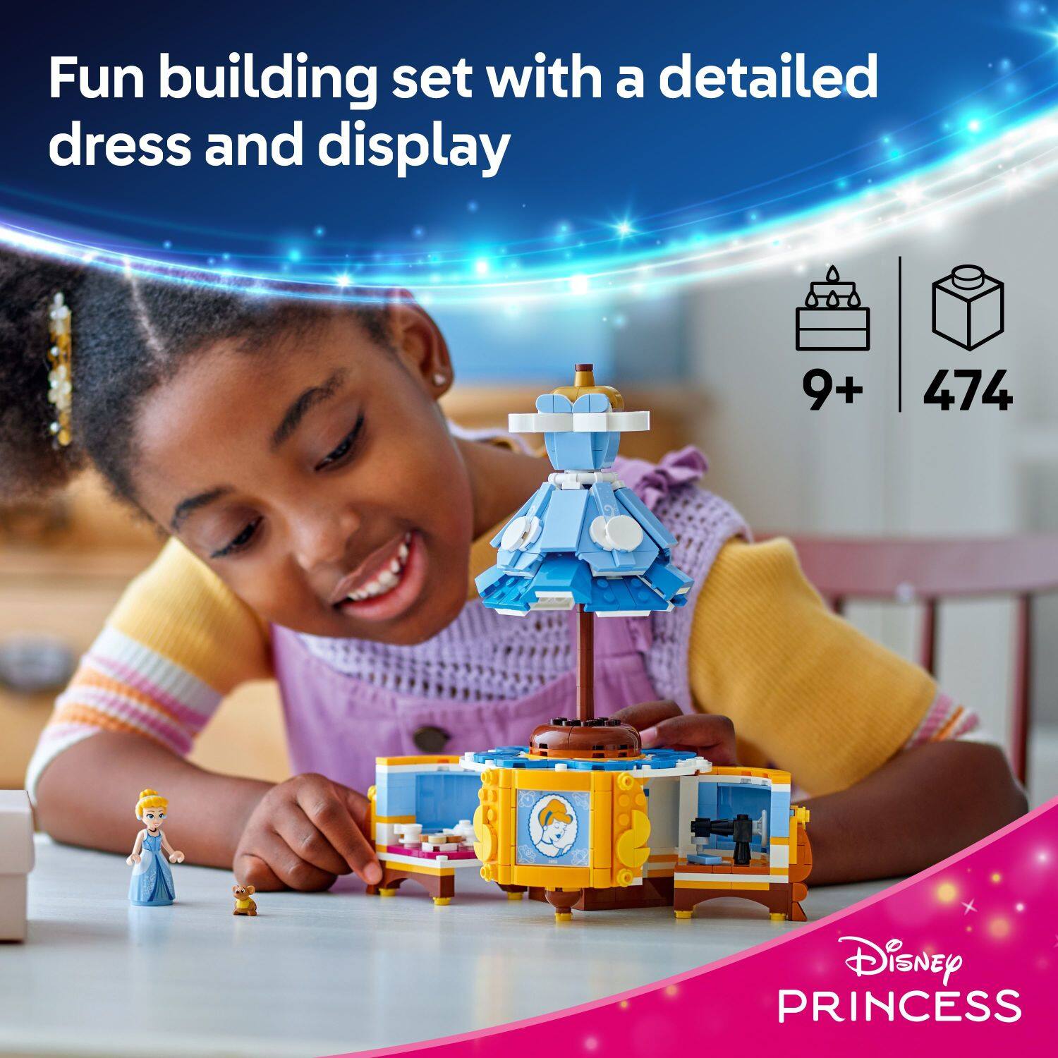 Fun building set with a detailed dress and display 9+ 474 Disney PRINCESS