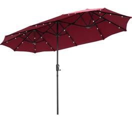 Ainfox - 13ft Patio Umbrella Outdoor Umbrella With Led Lights - Red