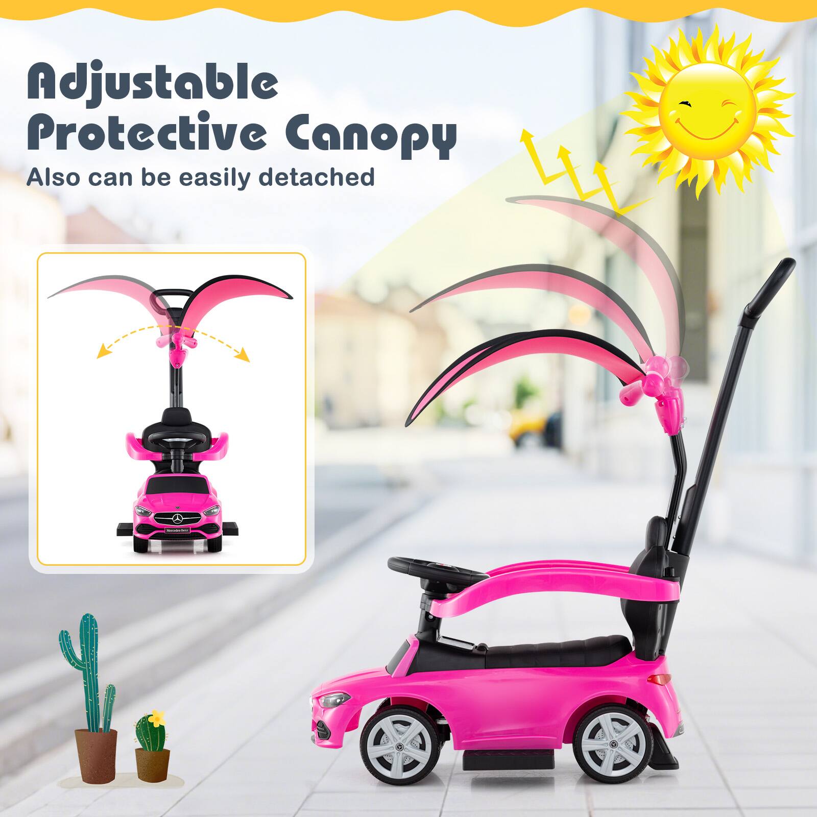 Adjustable Protective Canopy  
Also can be easily detached