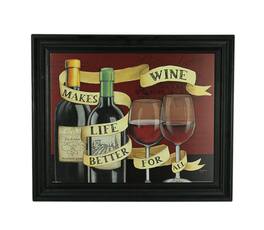 Upper Deck - Wine Makes Life Better For All Vintage Look Wood Panel Painting - Black