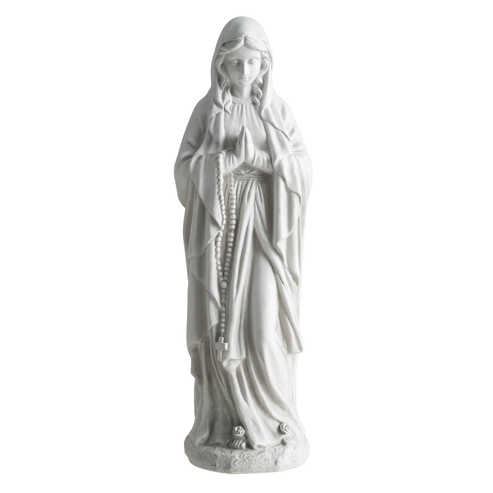 Front. Costway - Costway 29.5" Virgin Mary Statue, Our Lady of Lourdes Statue for Garden, Yard, Lawn - Gray.