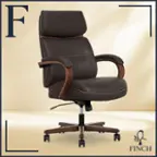 Front. Finch - Neo Two Retro-Modern Mid-Back Office Chair - Brown.