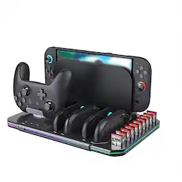 Cluzine - For Switch 2 Controller Charging Dock with 4 Joy-Con Chargers, Ultra Slim Stand & Game Card Storage