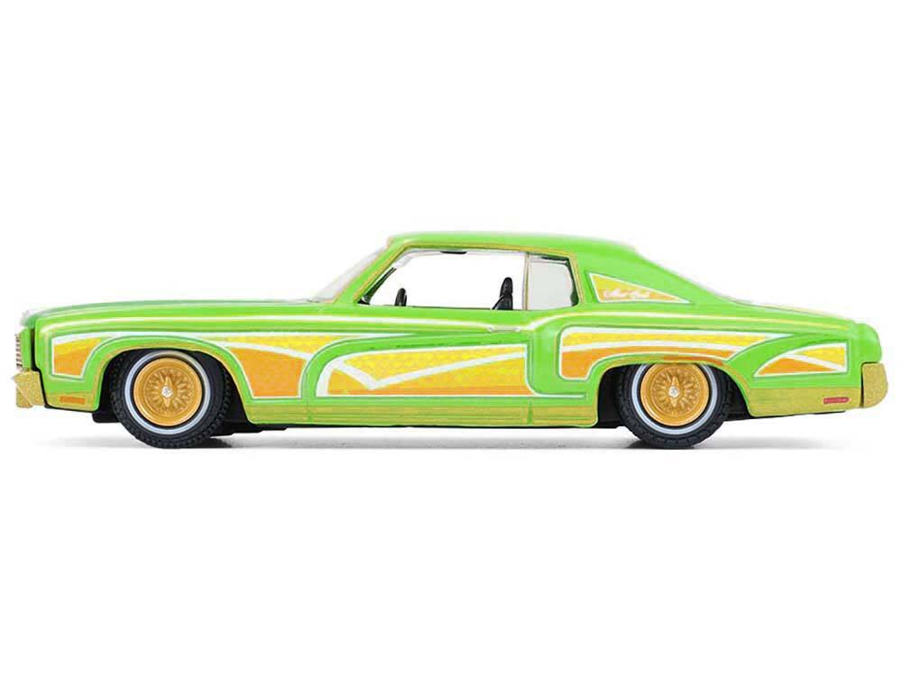 Alt View 2. Greenlight - 1970 Chevrolet Monte Carlo Lowrider "Michael Heralda Special Ed" Lime Green with Graphics 1/64 Model Car by Greenlight.