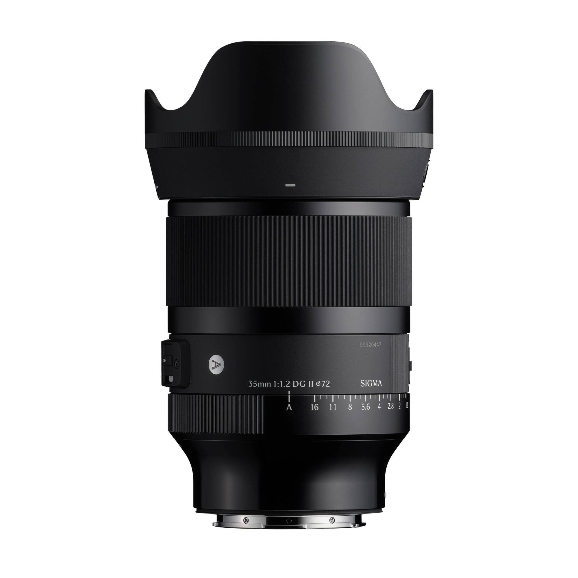 09920447  
35mm 1:1.2 DG II 72  
SIGMA  
A 16 11 8 5.6 4 2.8 2