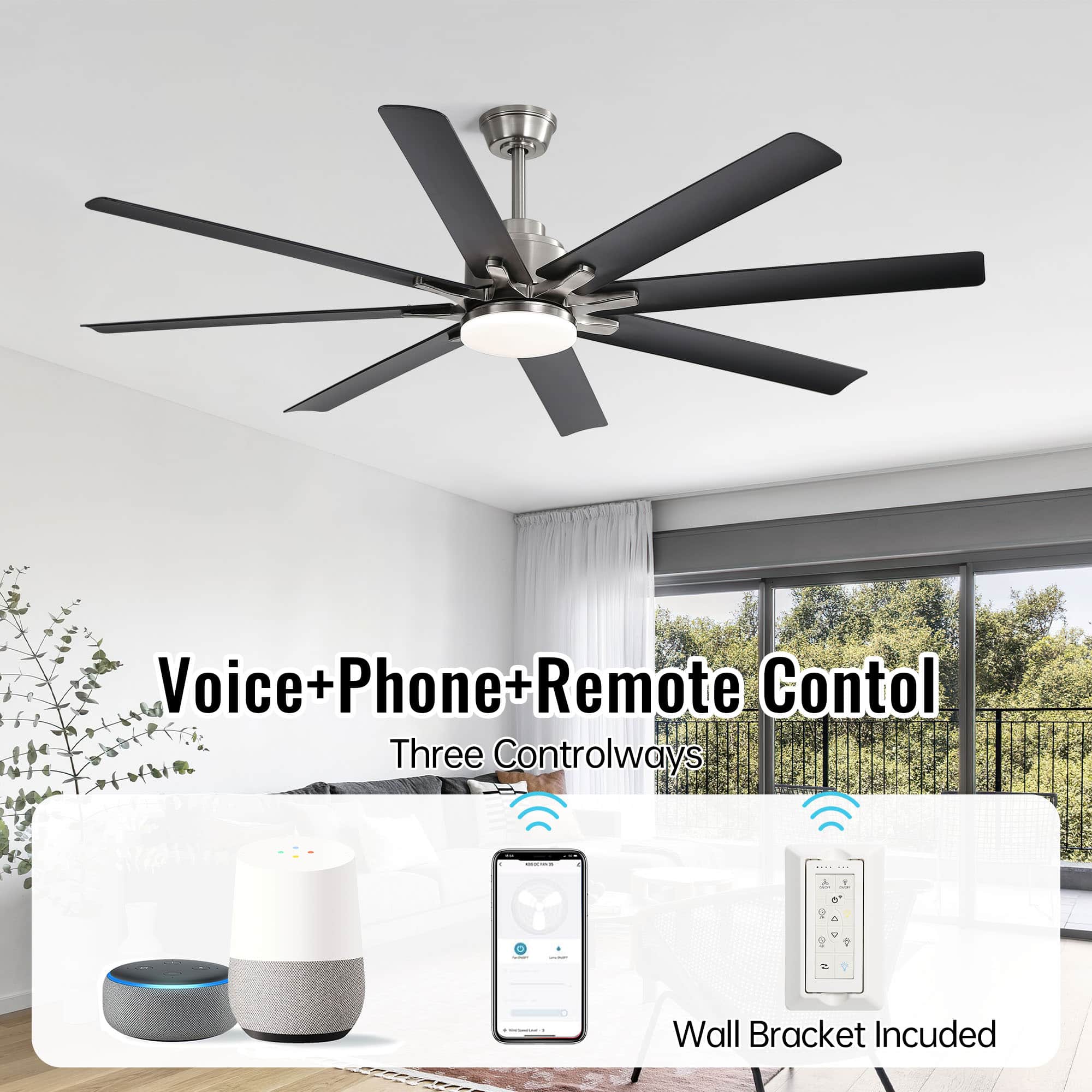 Voice+Phone+Remote Control  
Three Controlways  
Wall Bracket Included