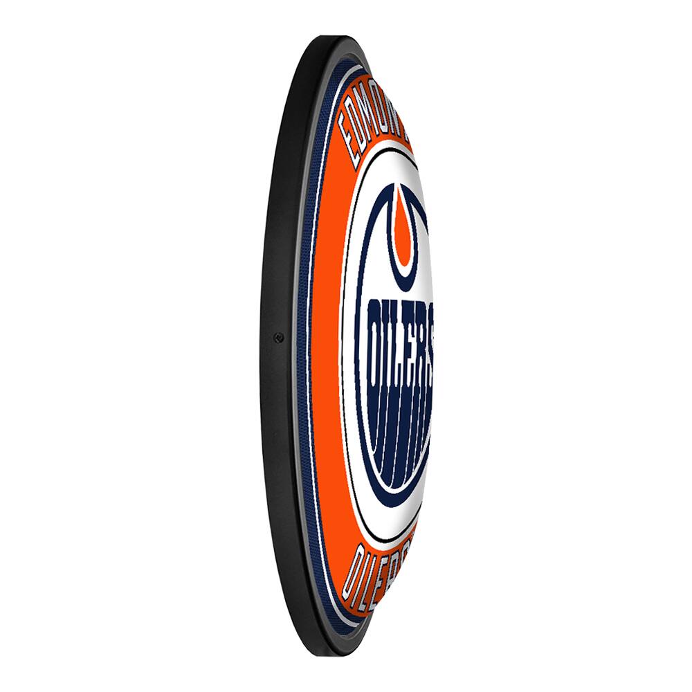 Alt View 2. The Fan-Brand - Edmonton Oilers 18'' x 18'' Slimline Illuminated Wall Sign - Multicolor.