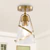 Front. Parrot Uncle - 7” Gold Glass Shade Semi-Flush Mount Ceiling Light - Gold.