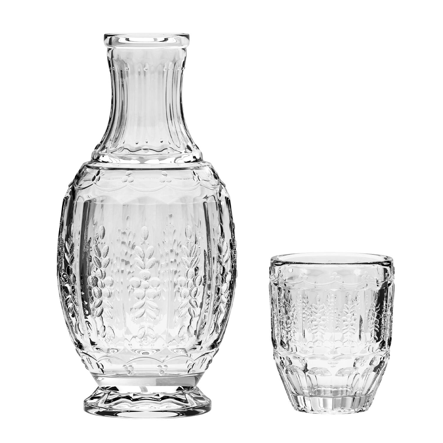 Angle. Jay Import - Vintage Carafe 2Pc Set 33.8OZ. 1000Ml - Clear.