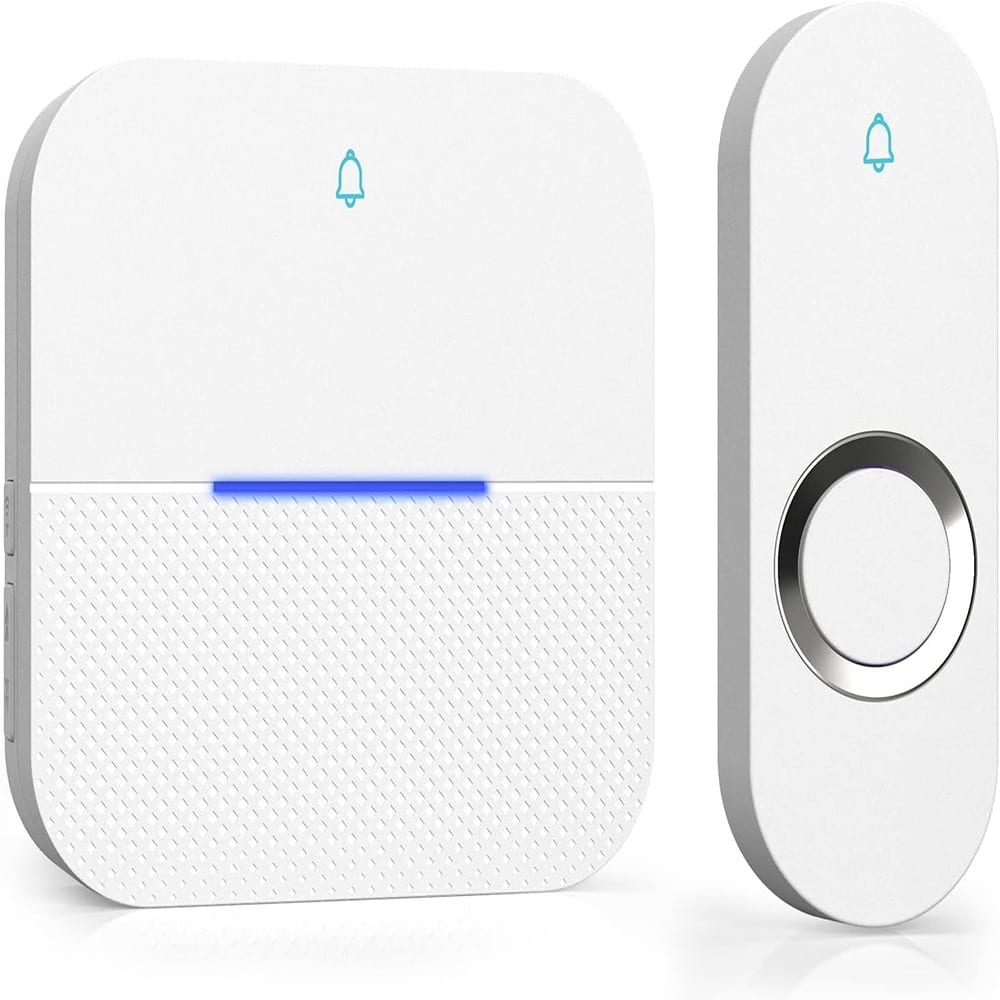 Schertz - Home wireless doorbell with lights, 1,000-foot range, waterproof battery - Color: White Size: 1 Button & 1 Receiver