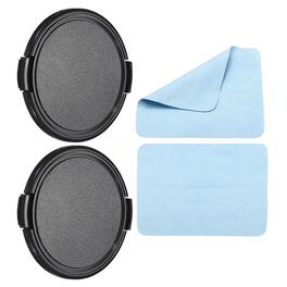Unique Bargains - 2pcs 67mm Sides Pinch Lens Cap with Cloth for Nikon/Fujifilm/Pentax/Leica - Black