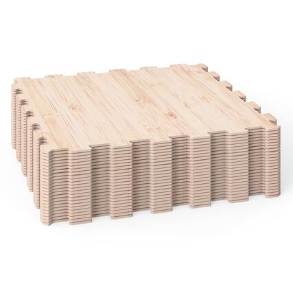Front. Costway - Costway 20"x20" Wood Grain Puzzle Mats,24-Pcs EVA Foam,Interlocking Floor Tiles for Room - Natural.