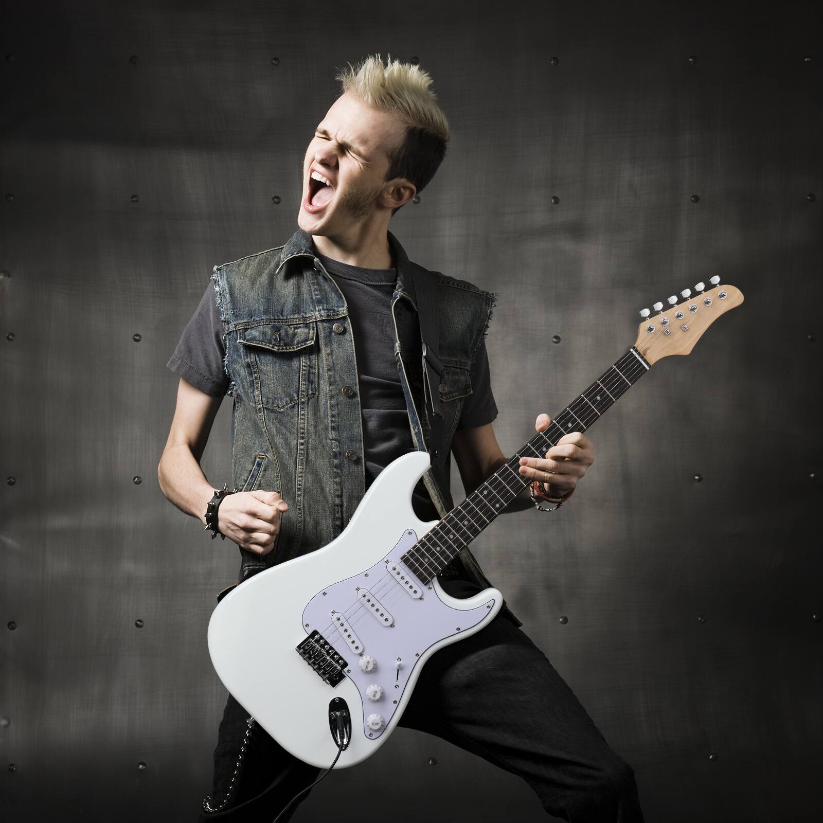 Alt View 2. Winado - White 6 Strings Electric Guitar Right Handed With Gig Bag Strap Cord.