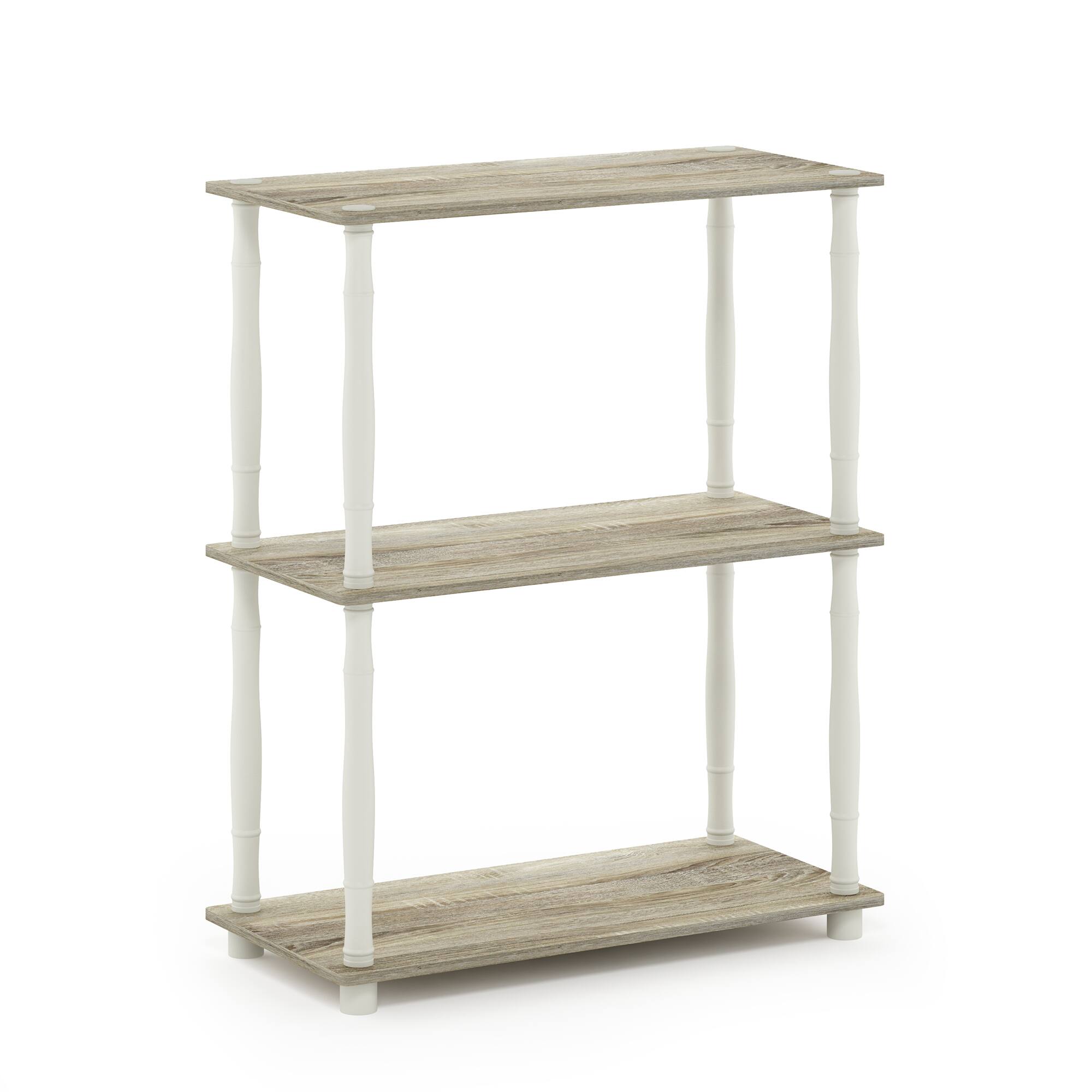 Front. Furinno - Turn-N-Tube 3-Tier Compact Multipurpose Shelf Display Rack with Classic Tube, Sonoma Oak/White - Sonoma Oak/White.