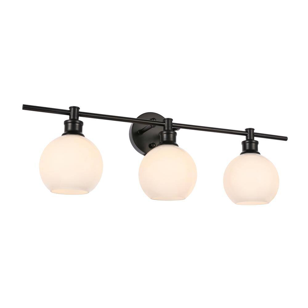 Back. Living District - Collier 3 light Black and Frosted white glass Wall sconce - Black And Frosted White Glass.