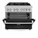 Angle. ZLINE - 36" Legacy Dual Fuel Range with 6 Burner Cooktop and Electric Oven (RA-BLM-36) - Satin Steel/White.