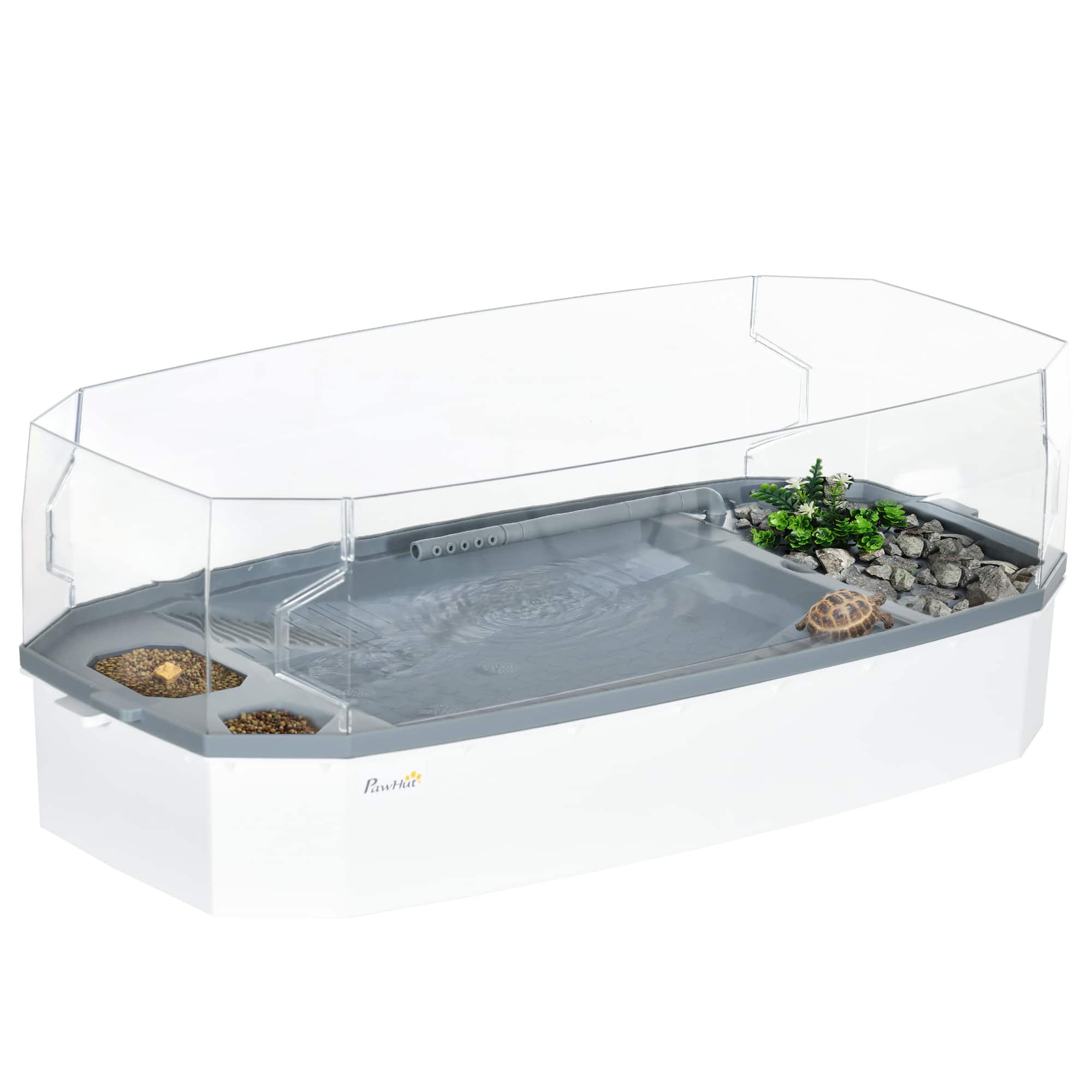 Photos - Rodent Cage / House Pawhut  Turtle Tank Kit, Basking Platform, Water Pump, Filter Layer, Full View, Easy to Clean/Change Water, Multi Functiona 