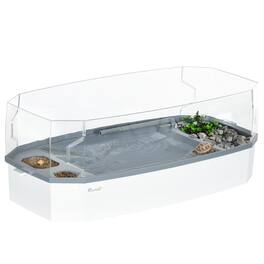 Pawhut - Turtle Tank Kit, Basking Platform, Water Pump, Filter Layer, Full View, Easy to Clean/Change Water, Multi Functional