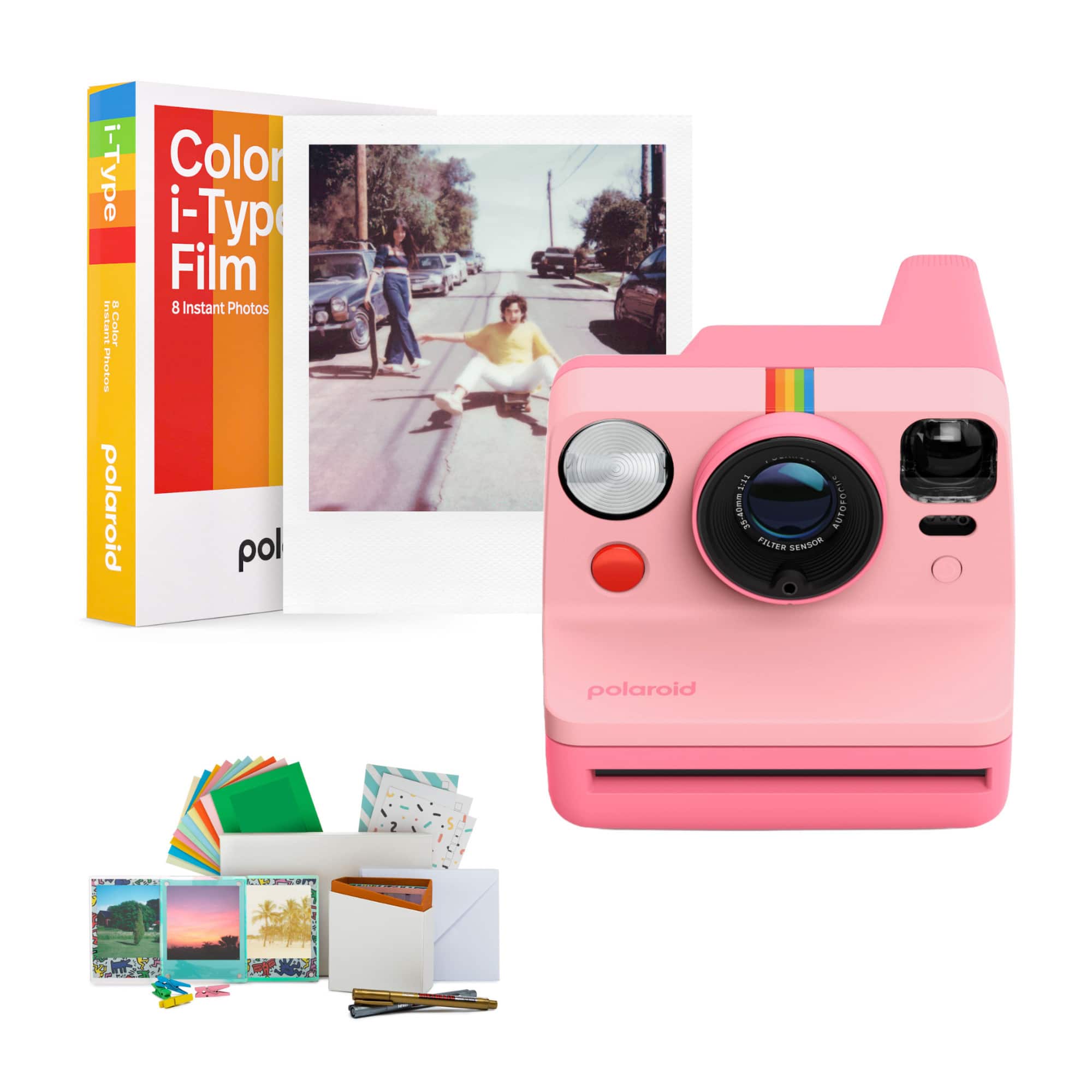 Polaroid - Now Generation 3 Instant Camera (Pink) with Film and Accessories Bundle