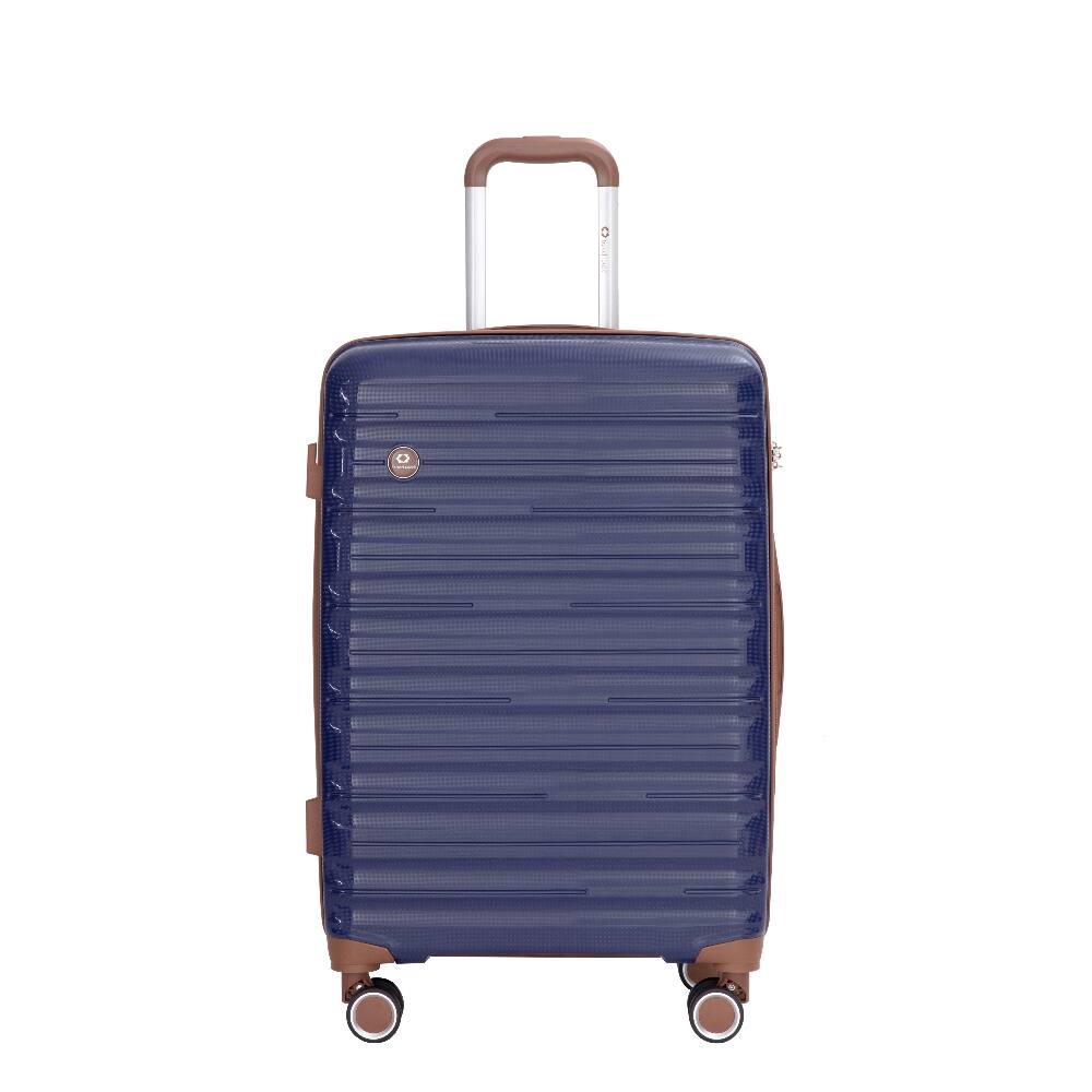 Left. Ropilly - Ropilly 5 Piece Luggage Set PP Hardshell 20 24 28 Inch Suitcase Set with Travel Bag Blue - Blue.