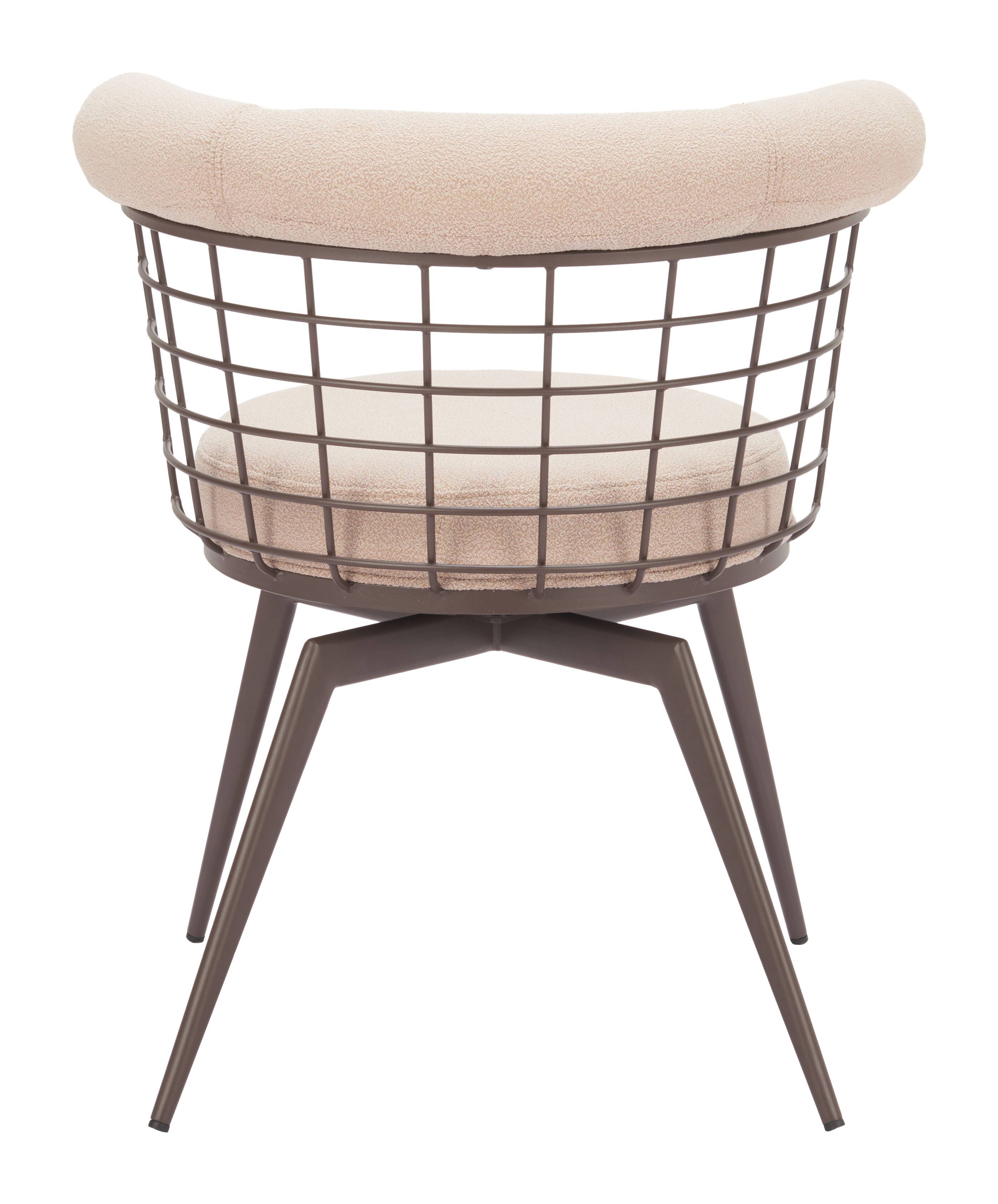 Alt View 2. Hivvago - Saku Swivel Dining Chair Beige & Brown - Beige & Brown.