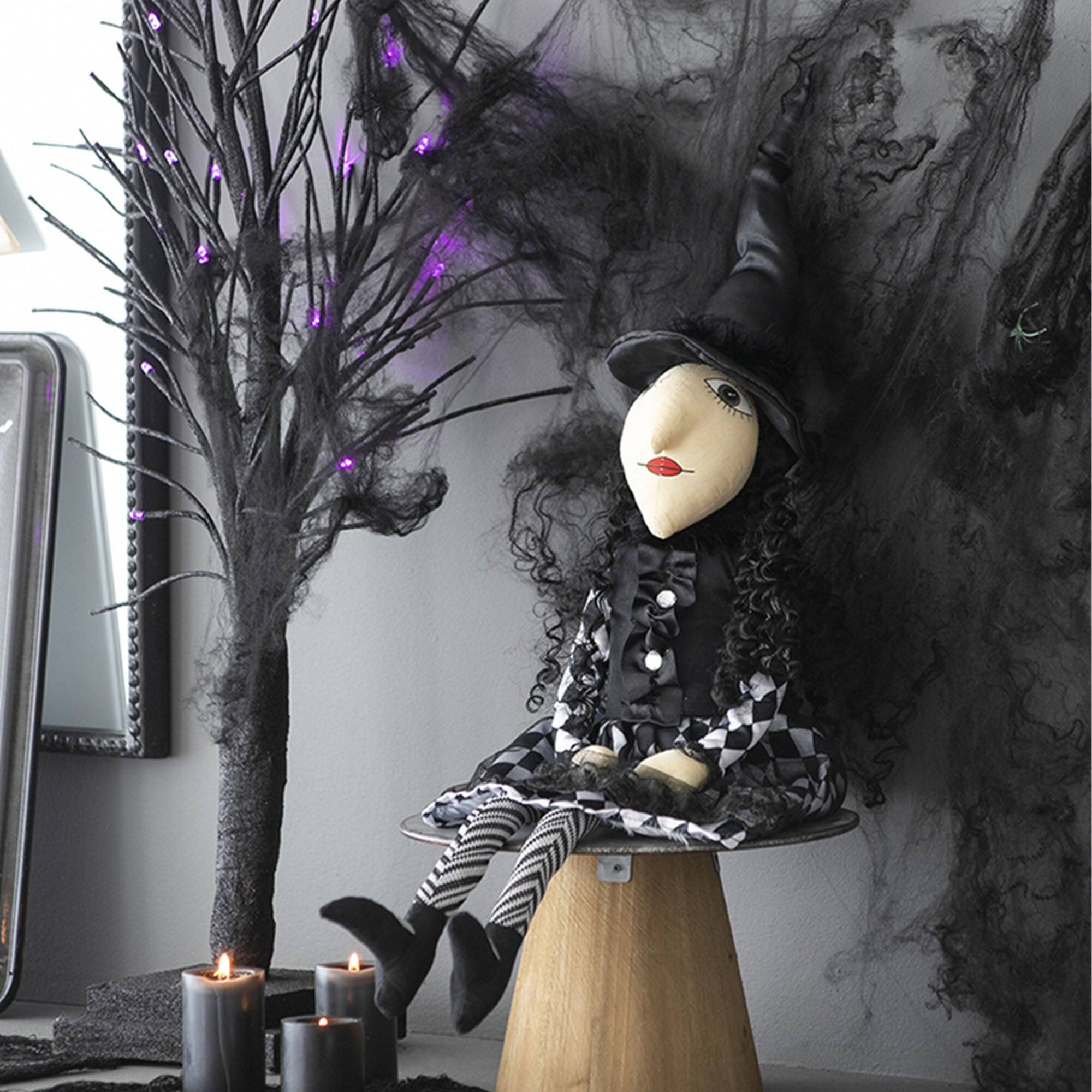 Alt View 1. Boyel Living - Handcrafted Sitting Witch Decoration for Halloween - Black.