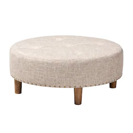 Baxton Studio - Vinet Modern and Contemporary Fabric Upholstered Natural Wood Cocktail Ottoman - Beige