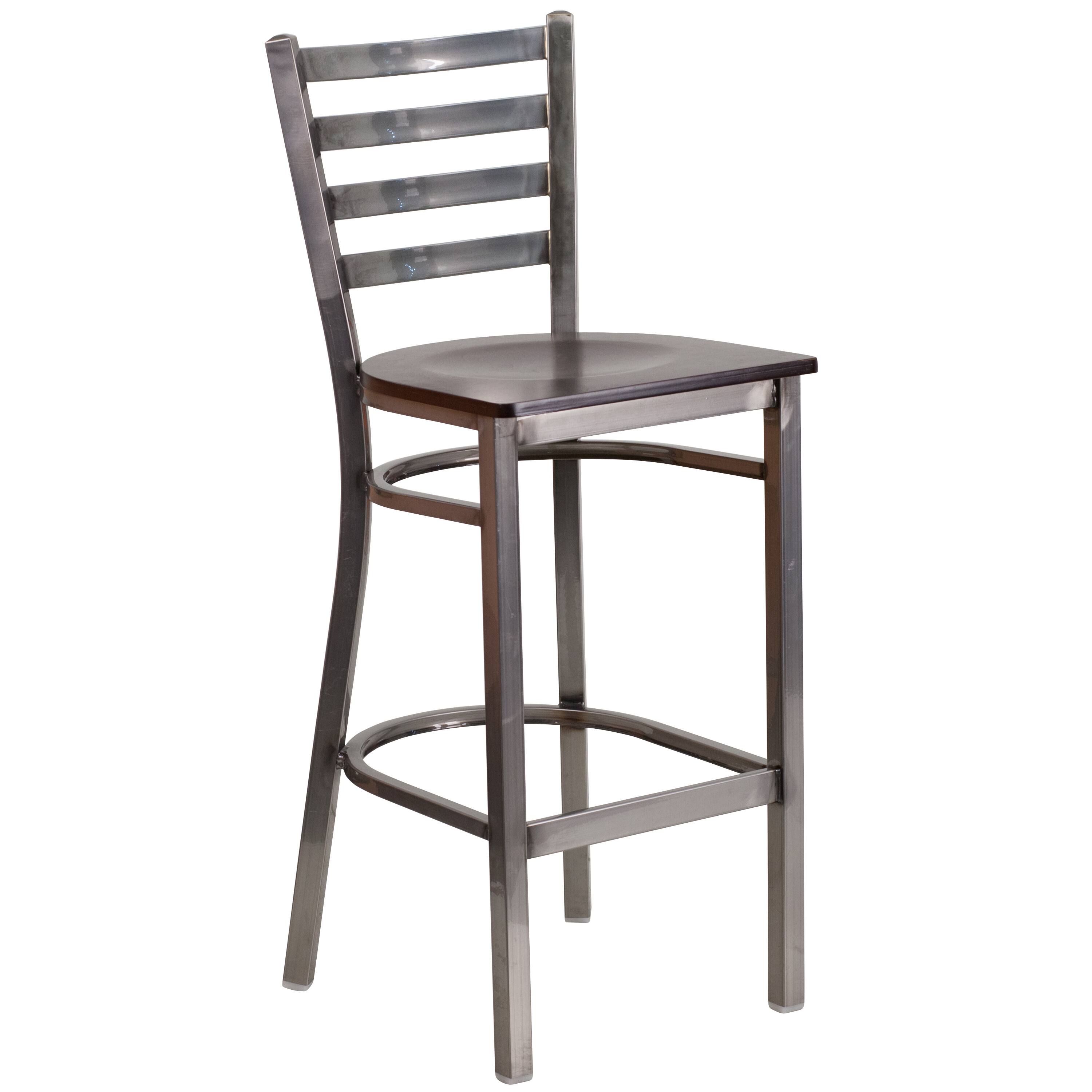 Walnut Wood Seat/Clear Coated Metal Frame