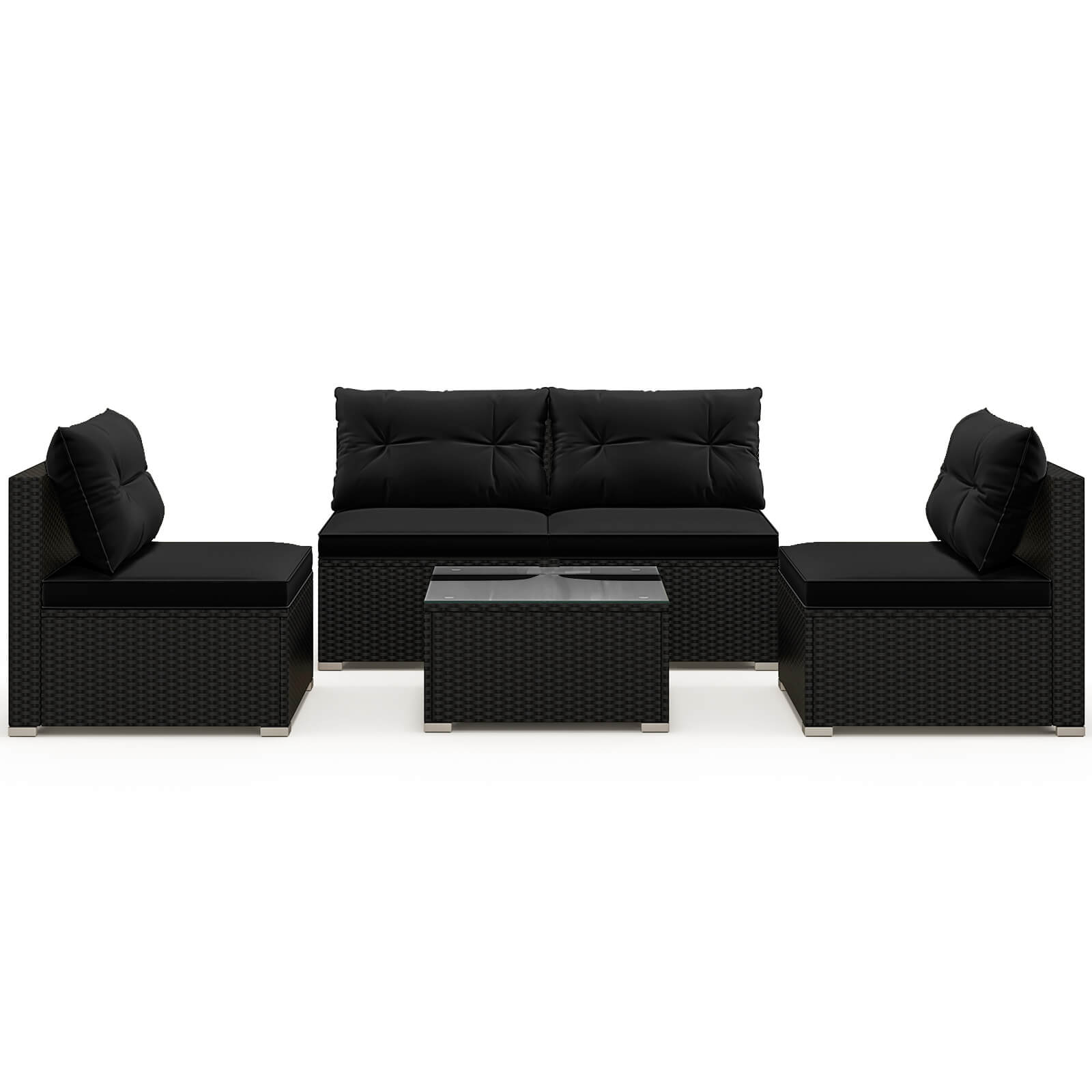 Alt View 3. Costway - Costway 5 Piece Outdoor Furniture Set with Seat & Back Cushions Tempered Glass Tabletop - Black.