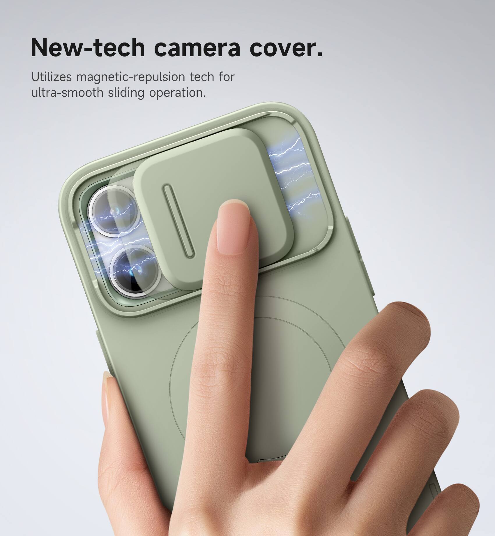 New-tech camera cover.  
Utilizes magnetic-repulsion tech for ultra-smooth sliding operation.