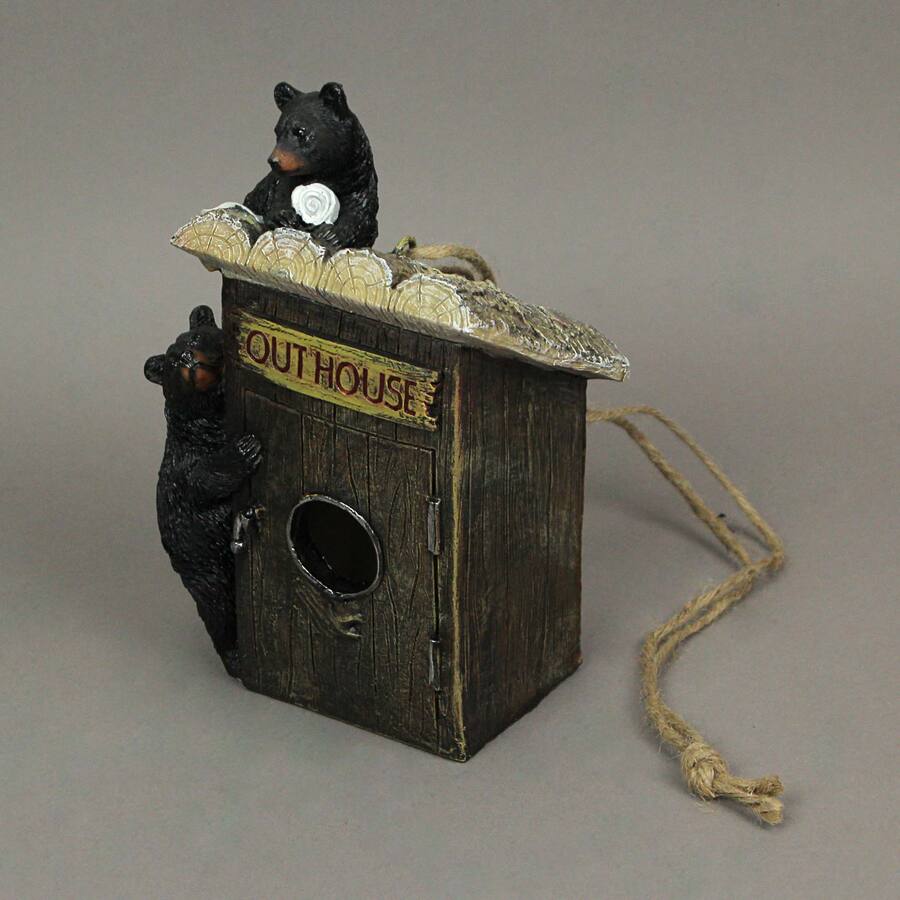 Bear Things Things2Die4 Resin Black Bear Climbing Outhouse Decorative Hanging ...