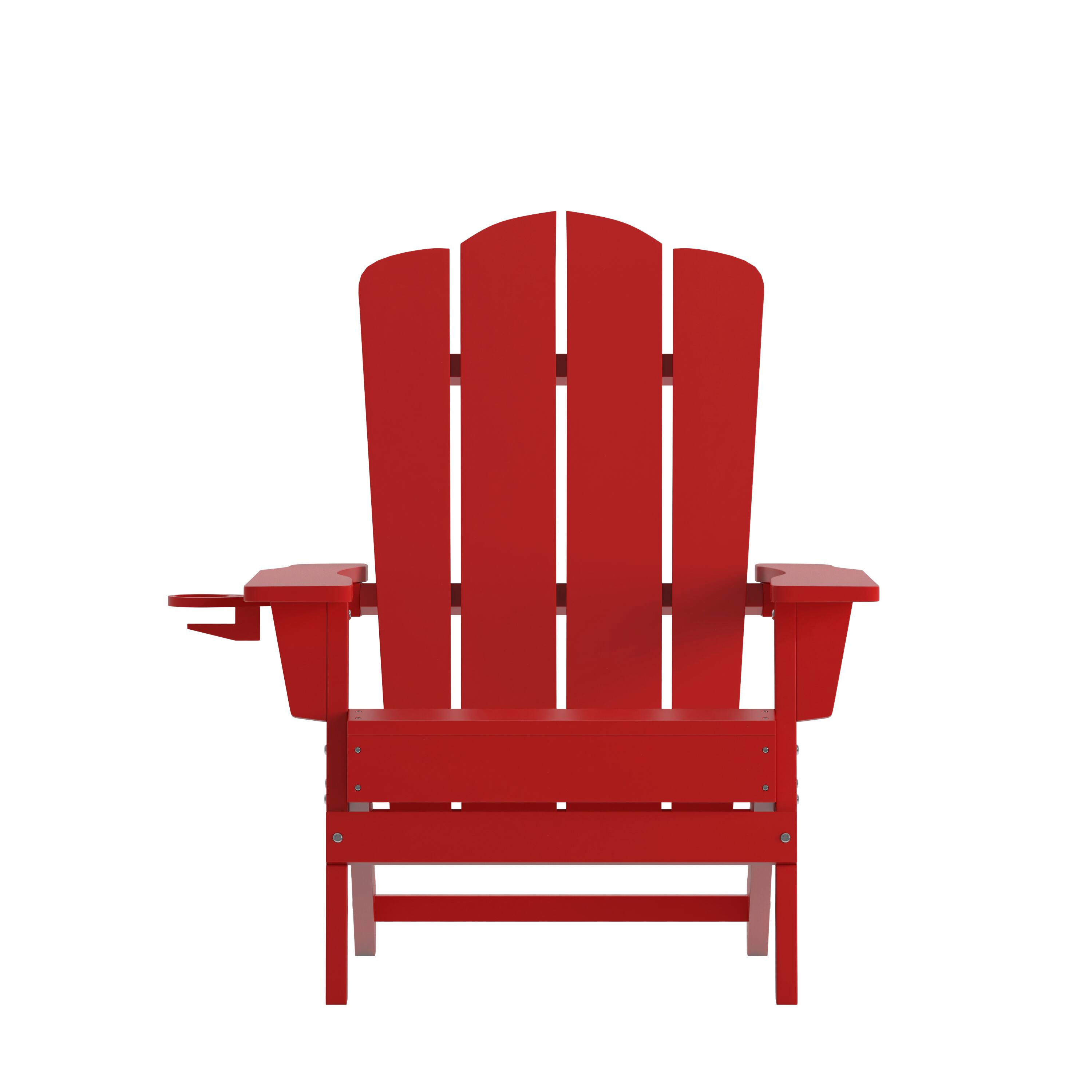 Alt View 10. Emma + Oliver - Tiverton Set of 2 Adirondack Chairs with Cup Holders, Weather Resistant HDPE Adirondack Chairs - Red.