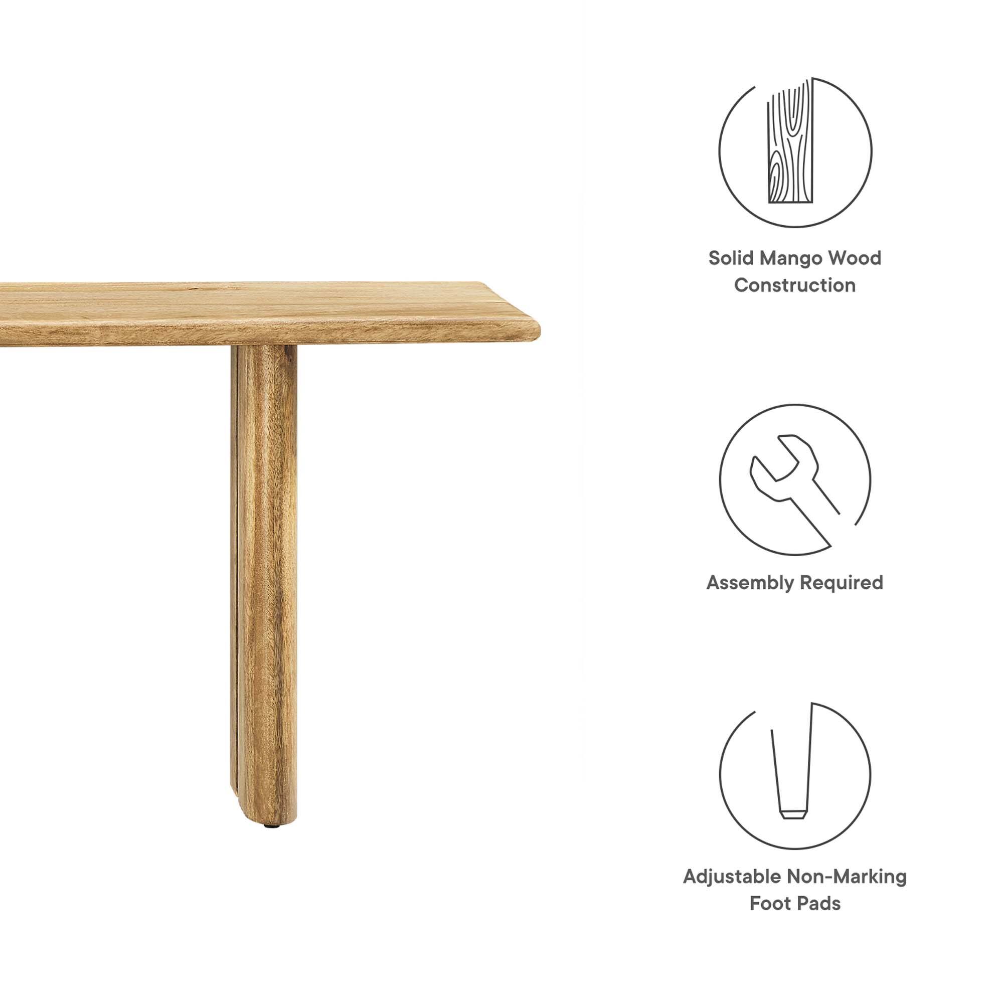 Solid Mango Wood Construction  
Assembly Required  
Adjustable Non-Marking Foot Pads
