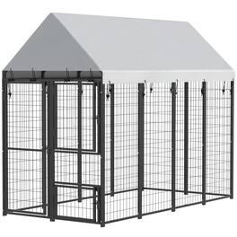 Pawhut - Dog Kennel Outdoor with Roof, 3 Doors, Expandable Heavy Duty Dog Kennel Dog Run for All Breed Sizes - Black