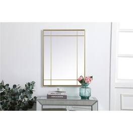 Elegant Decor - French Panel Wall Mirror 30x40 Inch In - Brass