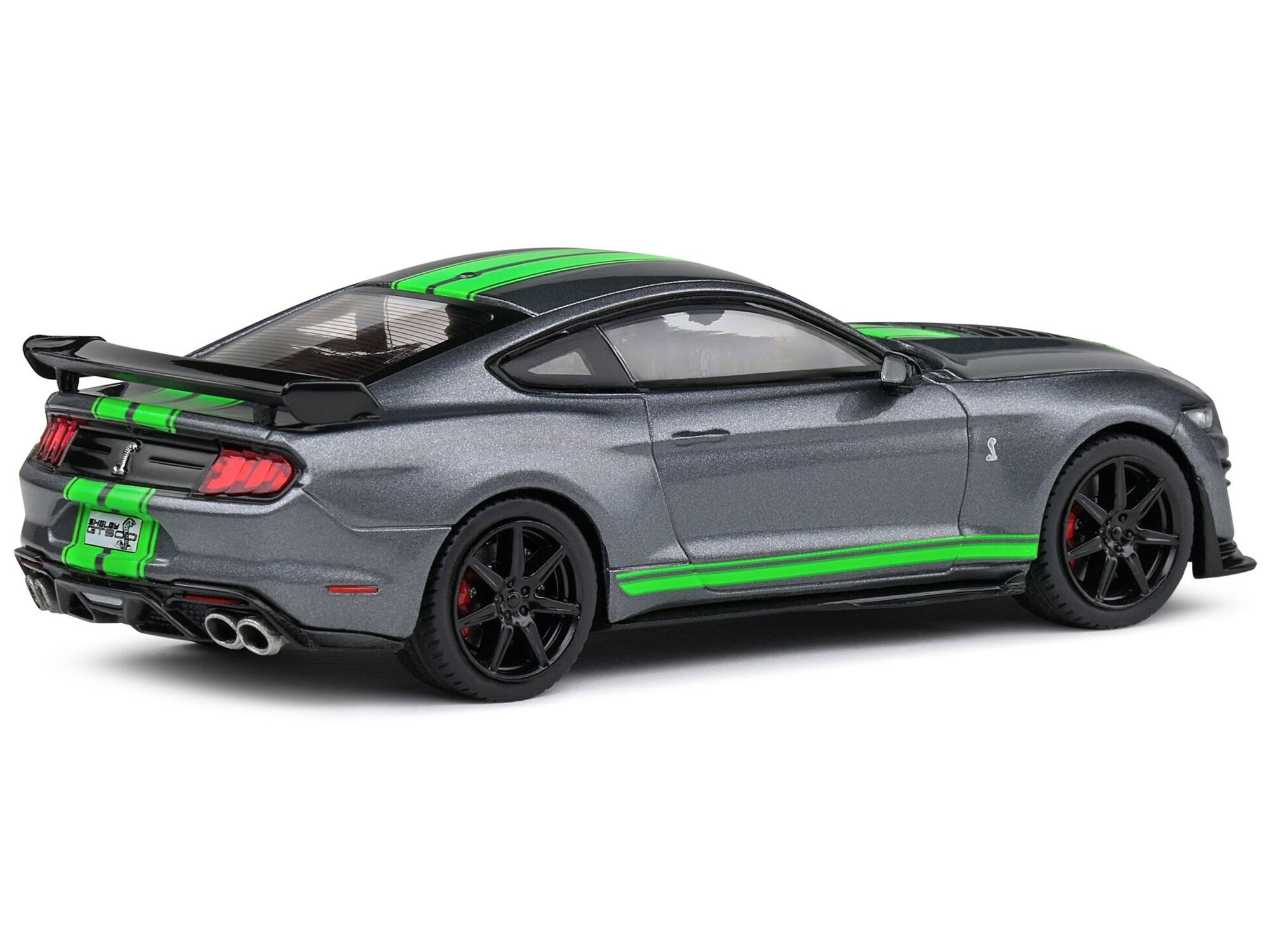 Left. Solido - Shelby Mustang GT500 Fast Track Gray Metallic with Neon Green Stripes 1/43 Diecast Model Car by Solido - Gray Metallic With Neon Green.