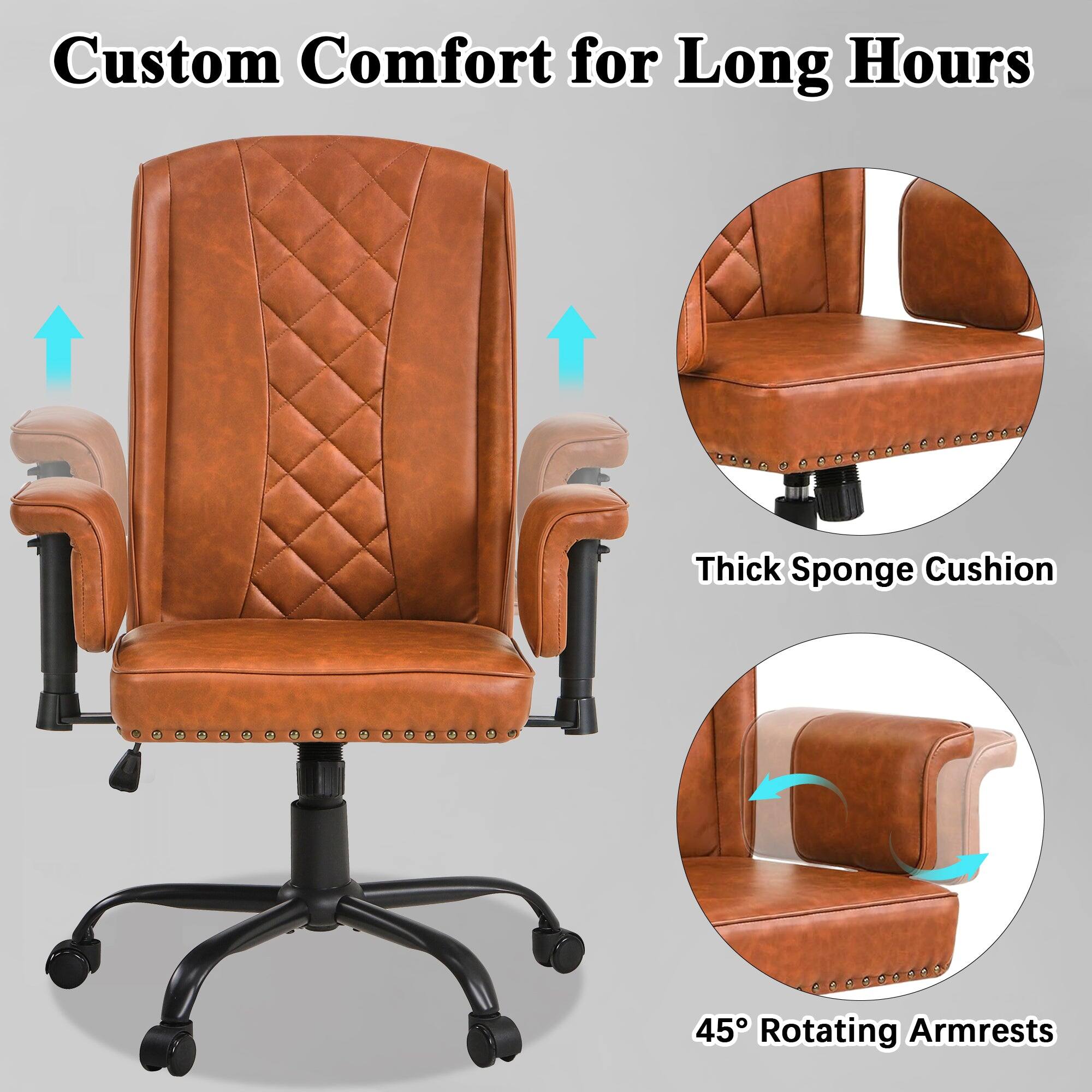 Custom Comfort for Long Hours

- Thick Sponge Cushion
- 45° Rotating Armrests