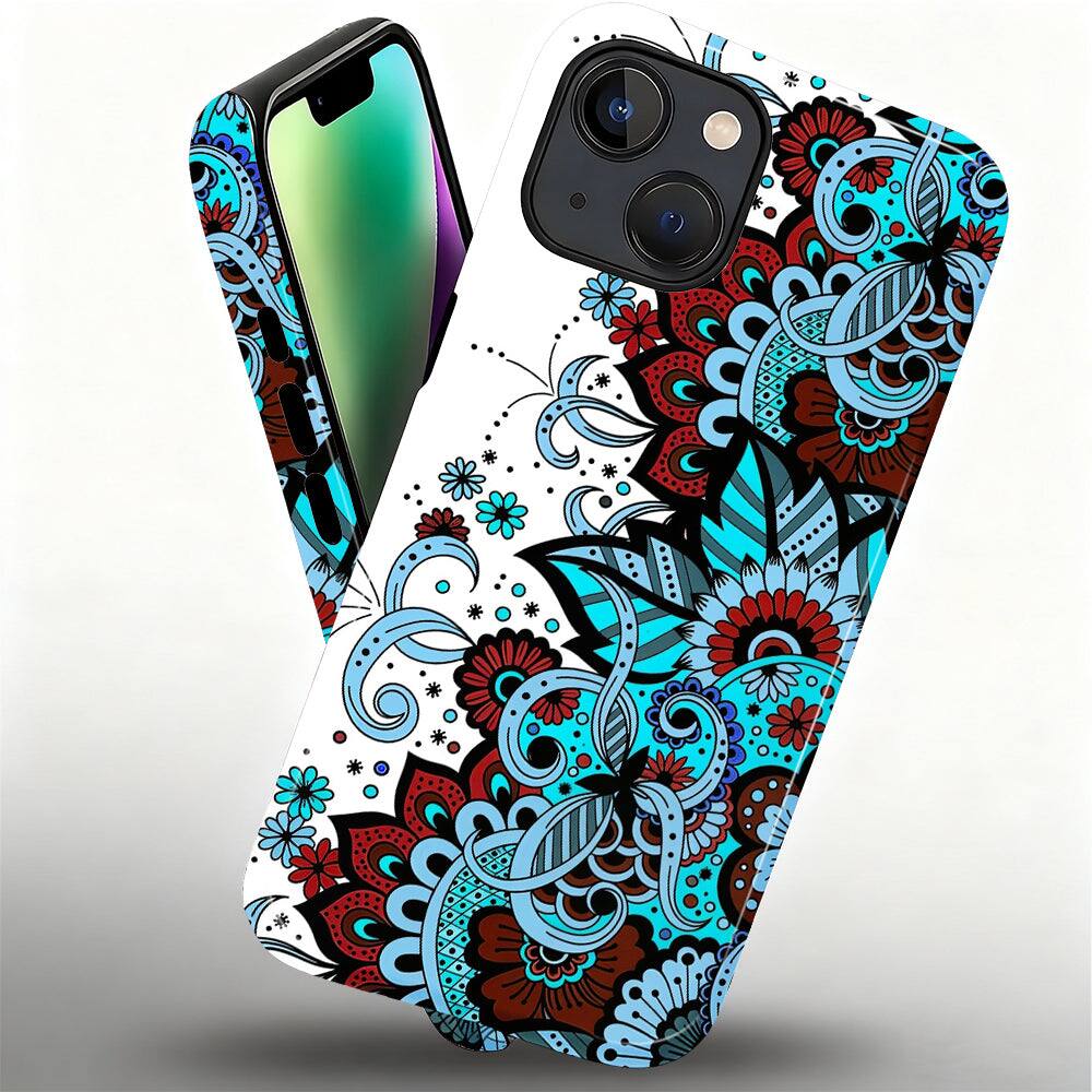 Alt View 1. BUBM - Smartphone Case for iPhone - 2-Layer Durable Smartphone Protection Case - Blue Mandala - Blue Mandala for iPhone 14.