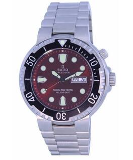 RATIO - FreeDiver Dial Stainless Steel Quartz 1050HA93-02V- 1000M Men's Watch - Red