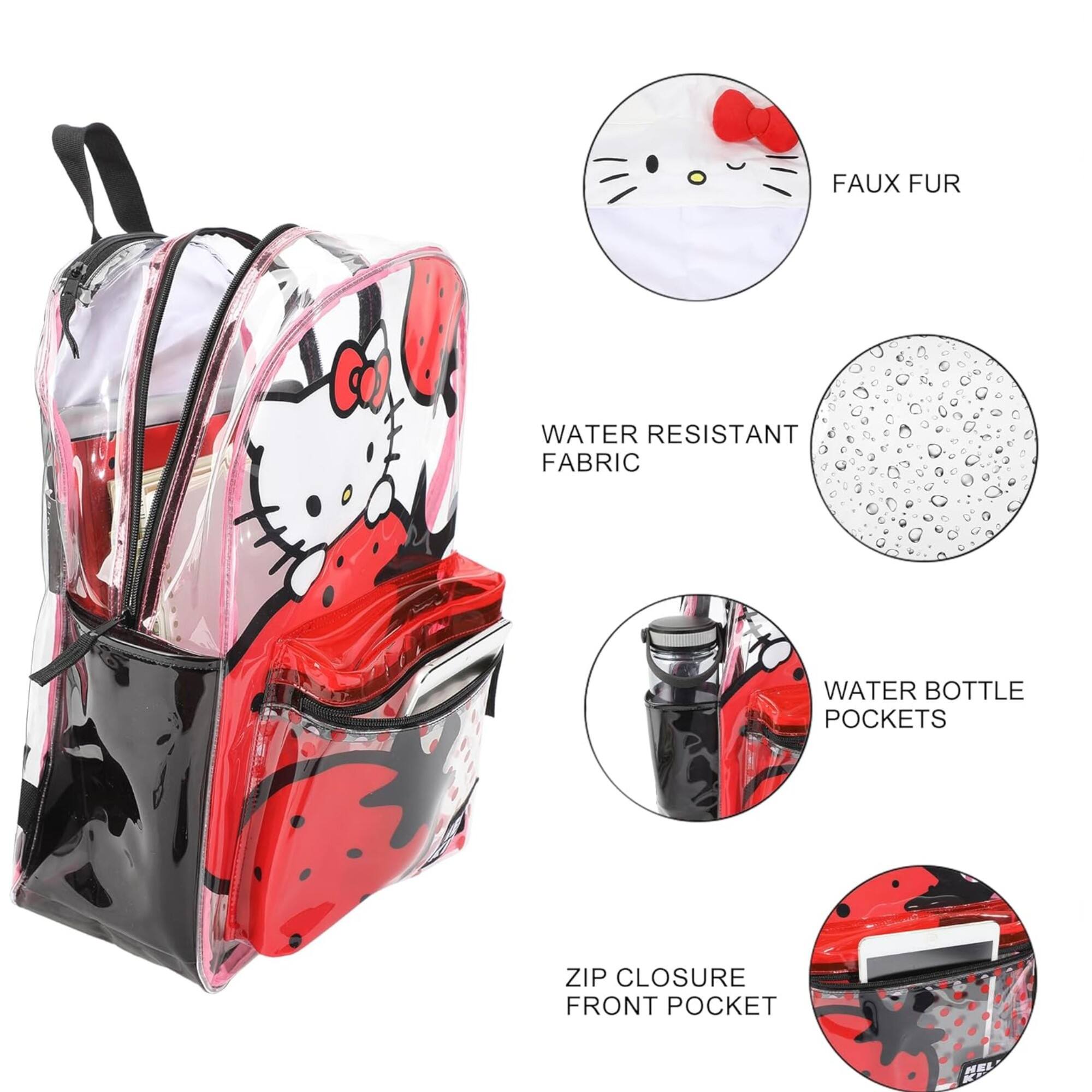 FAUX FUR WATER RESISTANT FABRIC WATER BOTTLE POCKETS ZIP CLOSURE FRONT POCKET