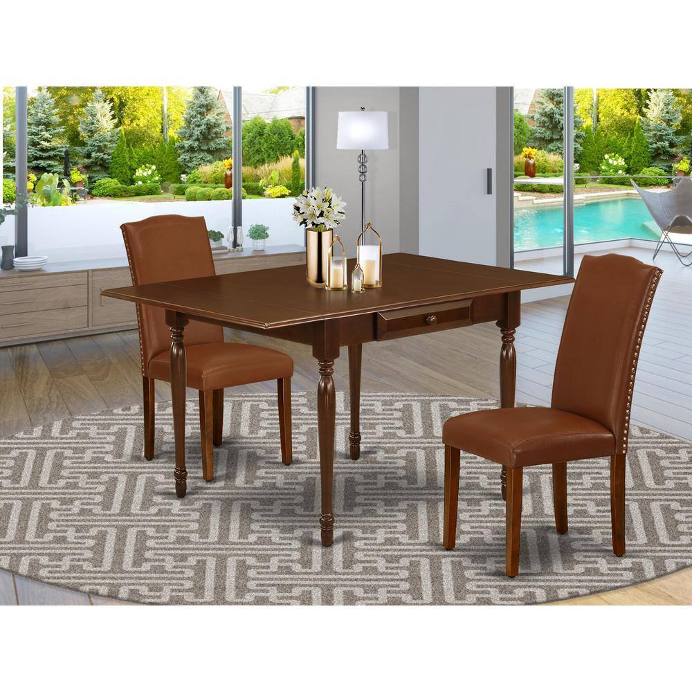 Angle. East West Furniture - Dining Room Set Mahogany - Brown.